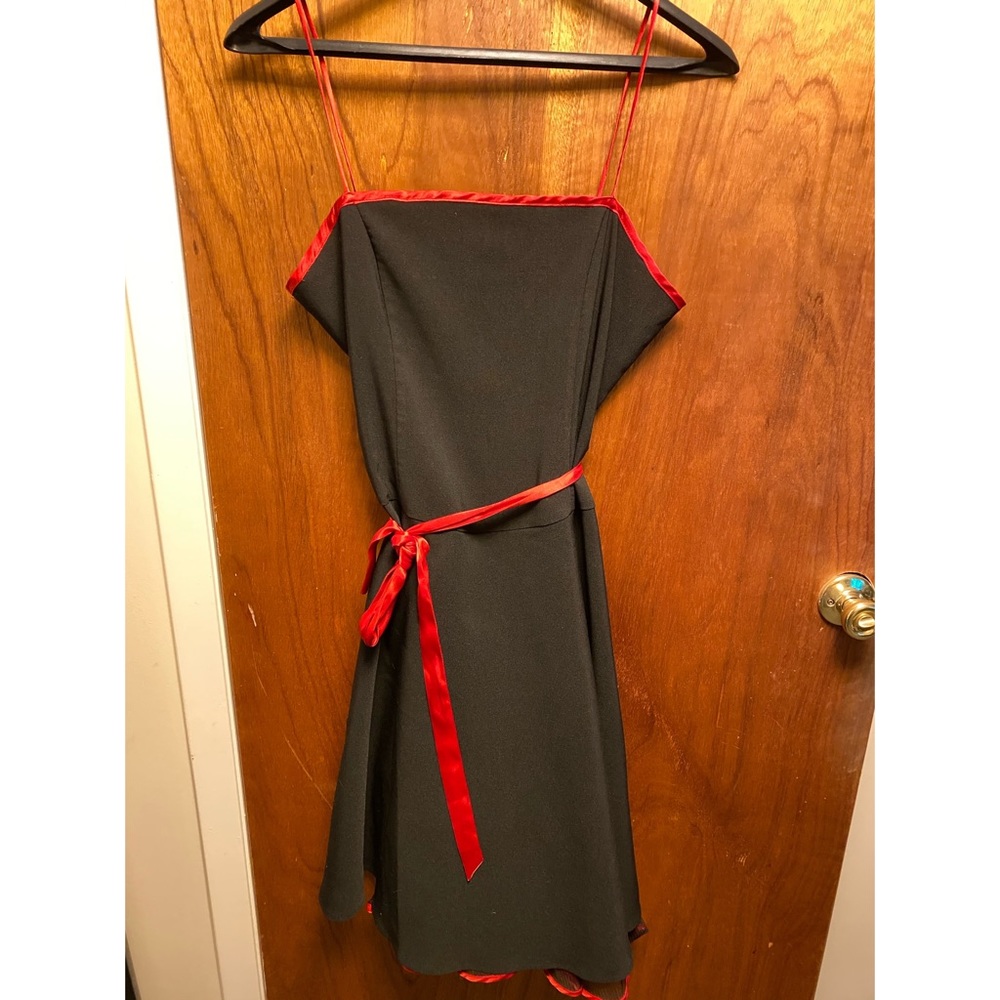 Dressbarn Black Dress with Satin Red Trim